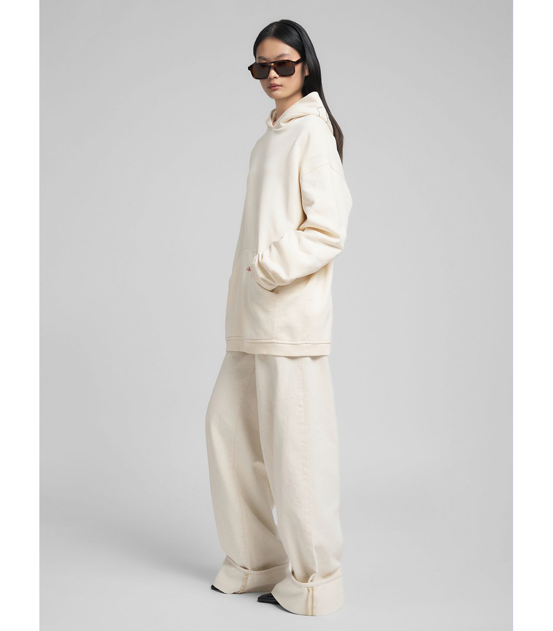 ロングオーバーサイズ刺しゅうフーディー 詳細画像 オフホワイト 4